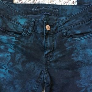 American Eagle marble blue and green jeans size 4
